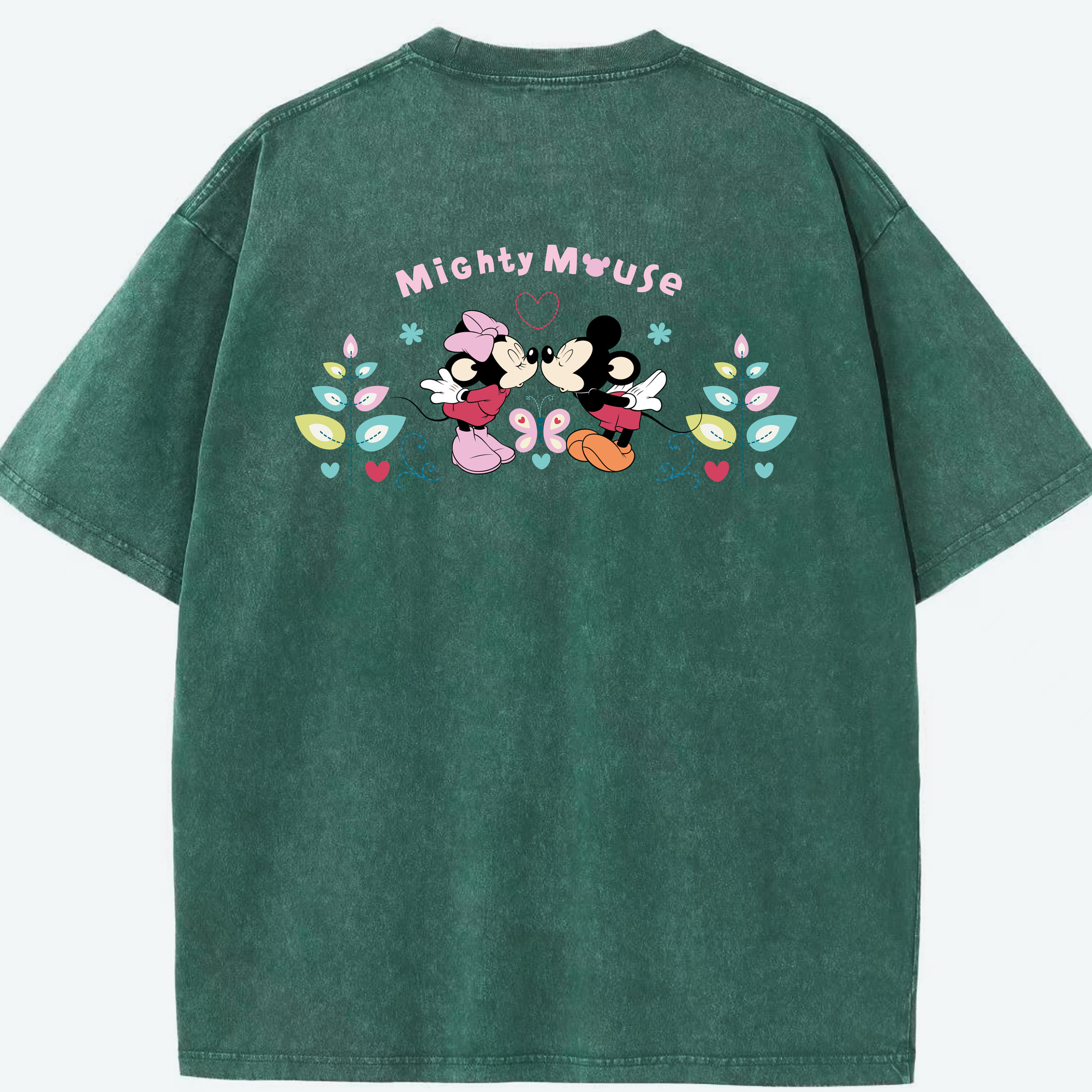 （画像用） ミッキーマウス Mickey Mouse 綿100% ヴィンテージ風 半袖Tシャツ（背面プリント）
